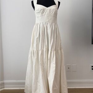 Elegant Cream Halter Maxi Dress